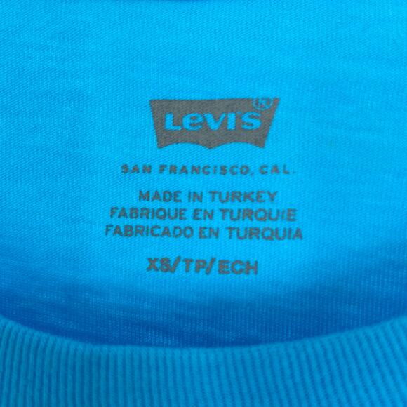 LEVI'S Aqua Cake Graphic Short Sleeve Crew Neck T-shirt Tee Cotton Unisex XS - Picture 9 of 13